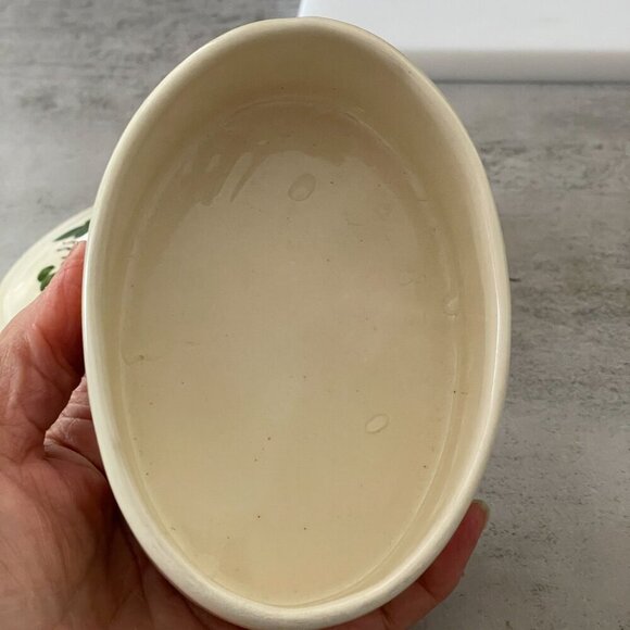 Vintage Made in France Hand-Painted Rustic Floral Oval Covered Trinket Box 4.75" - Picture 9 of 9